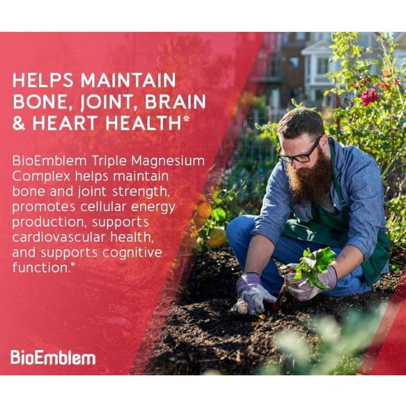 【Bioemblem】Triple Magnesium Complex, 300Mg of Magnesium Glycinate, Malate, & Citrate for Sleep, Muscles, Nerves Dietary Healthcare